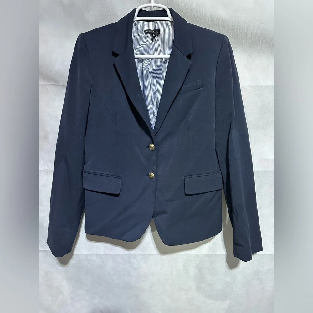 J Crew Womens 12 Blazer Navy Blue Gold Button School Boy Jacket Classic Preppy